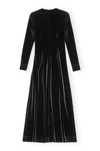GANNI Velvet Jersey Twist Long Dress - Black