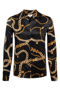 L'Agence Tyler Classic Chain L/S Blouse - Black and Gold