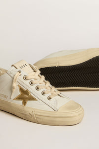 Golden Goose V-Star 2 Sneaker w. Leather Upper and Laminated Star - White/Gold