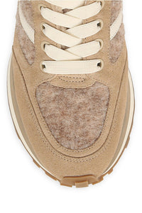 Veronica Beard Valentina Mixed Leather and Wool Sneaker - Boiled Sand