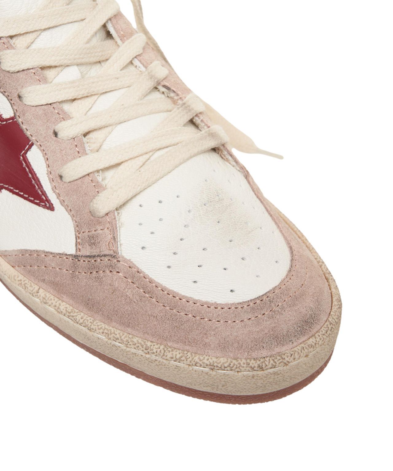 Golden Goose Ball Star White Nappa Upper with Red Star and