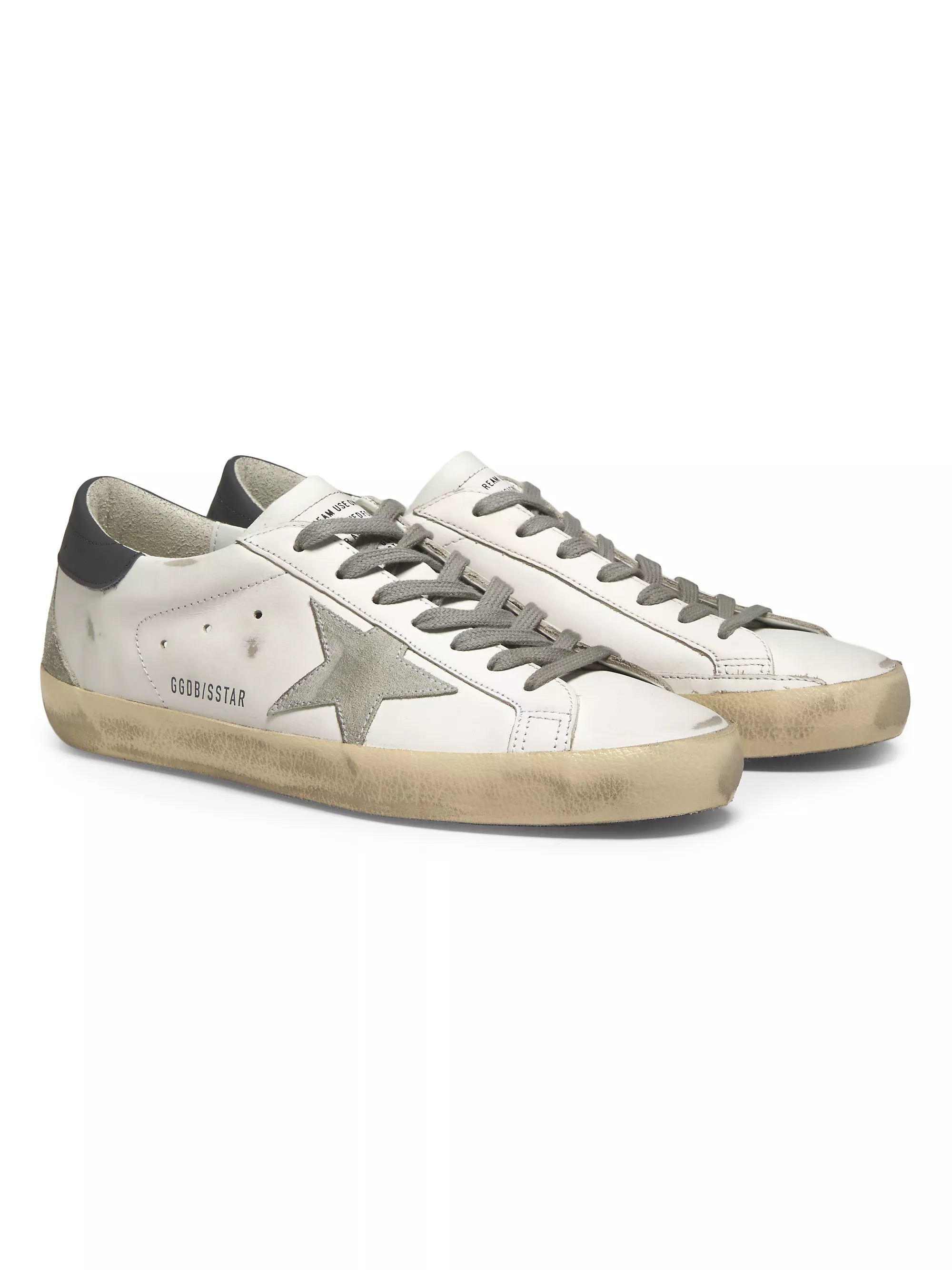 スニーカー GOLDEN GOOSE WHITE AND GREY LEATHER SUPER-STAR SNEAKERS Golden Goose Super Star Leather Sneakers - White/Ice/Dark