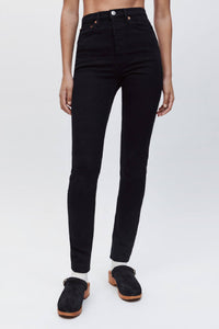 Re/Done Extra Stretch 90s High Rise Ankle Crop - Noir