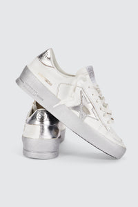 Golden Goose Stardan Leather Sneaker w. Laminated Star and Heel - White/Silver