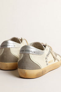 Golden Goose Super Star Sneakers w. Studs and Suede Toe, Star and Spur - Beige/Taupe/Silver