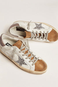 Golden Goose Super Star Sneakers w. Glitter Heel and Tejus Print - Tobacco/Silver/Taupe