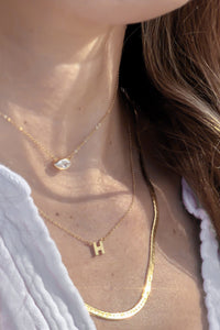 Thatch Initial Necklace- 14k Gold